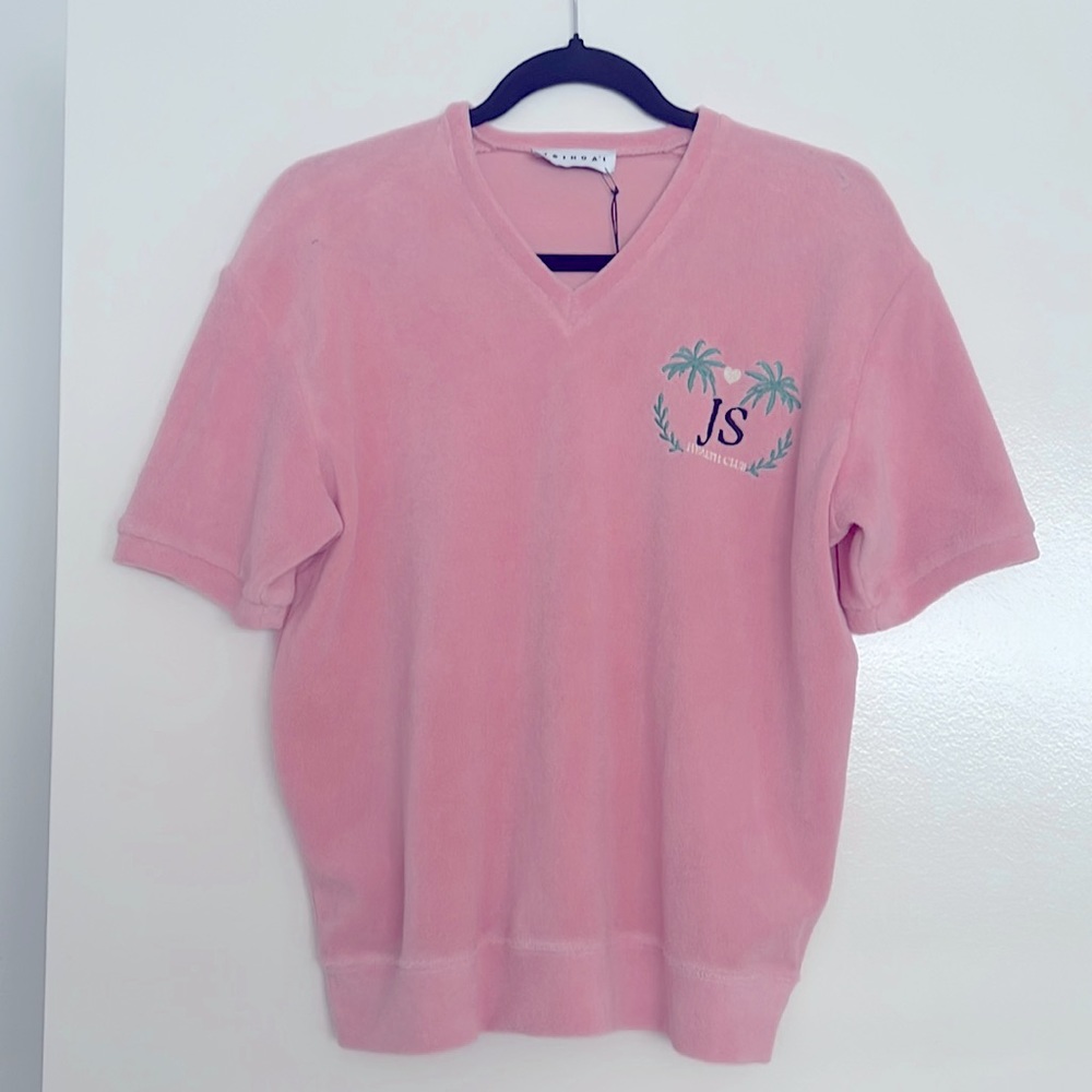 NWT Joshua Sanders pink terry cloth top. Size M